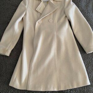 Size 6P or 6 Petite Off-White / Cream Colored Pea Coat EXCELLENT Condition